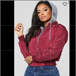 Fashion nova Burgundy hooded bomber